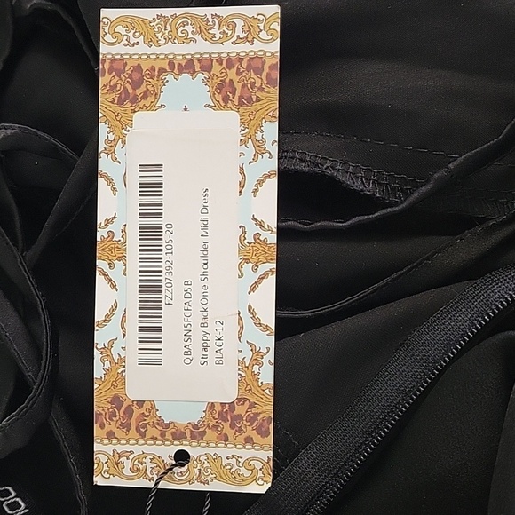 Boohoo Black Strappy Back One Shoulder Midi Dress Size 8 - Picture 11 of 17